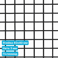Антидроновая сетка 40х40 3 мм полиамидная черная безузловая